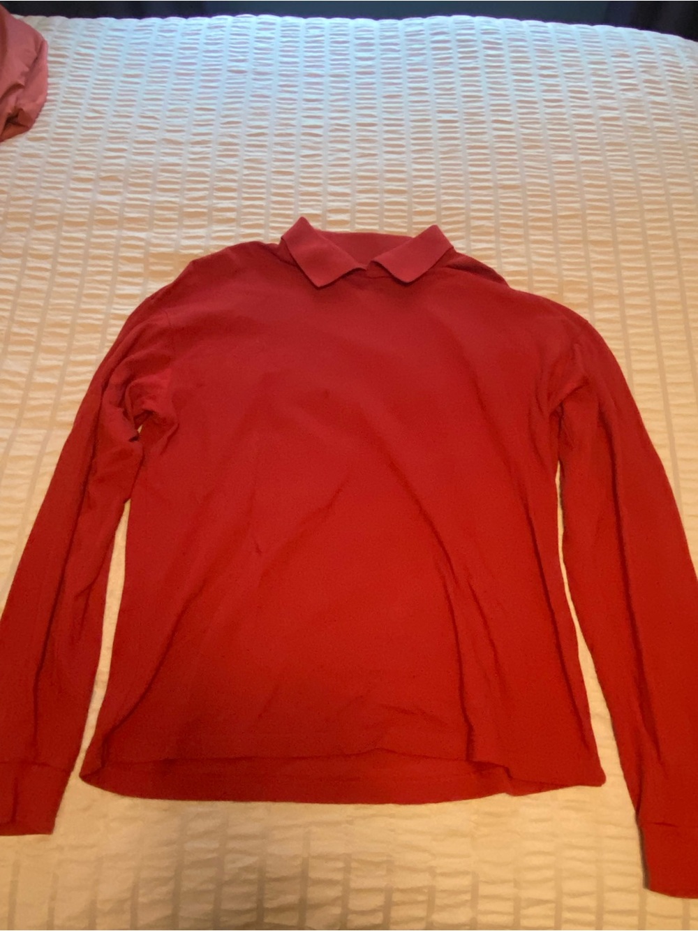 Classic Red Long Sleeve Collard Polo Sweater Top